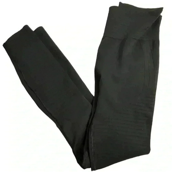 Athleta Women's High Waist Ribbed Knit Leggings Black Size S Ankle Length flawed - Picture 1 of 16